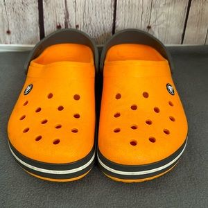 CROCS - Orange w/ Gray/White Stripe Slip-on Round Toe Classic Clog